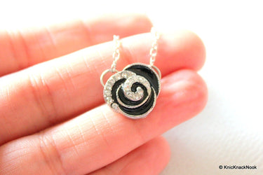 Black And Silver Rose Pendant